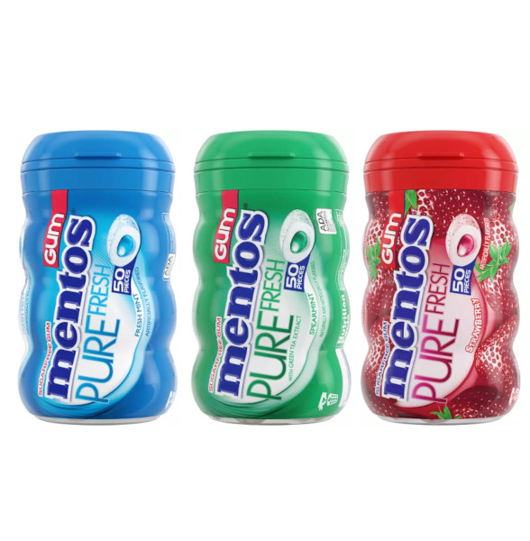 画像1: 新しいフレーバーストロベリーも！ mentos メントス ピュアーガム 3パック アメリカ版